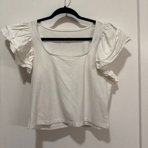 a new day White Ruffle Sleeve Crop Top